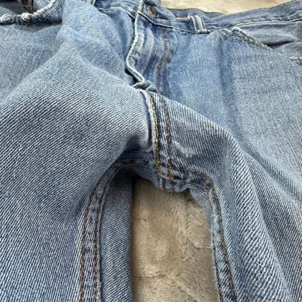 Levis 505 Jeans Men 34x29 Blue Denim Thrashed Destroyed Grunge 90s Made in Mexic